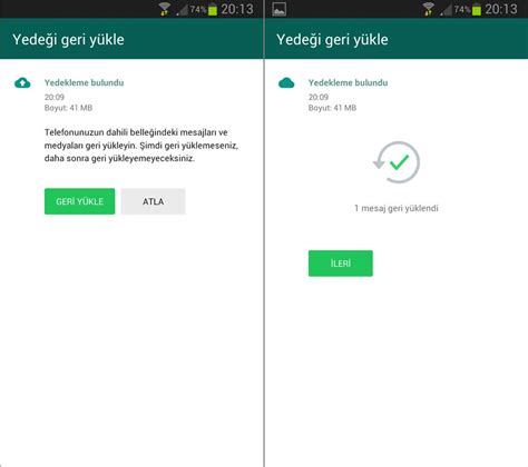 Whatsapp ta silinen mesajları geri getirme