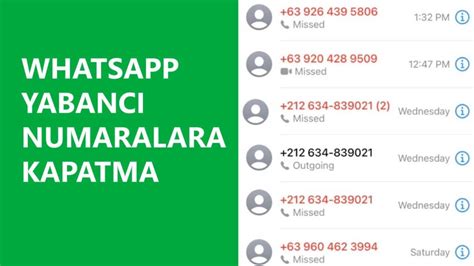 Whatsapp yabancı numaralara kapatma